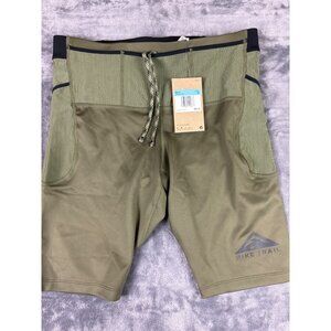 Size Medium - $90 Nike Trail Lava Loops Dri-FIT Running 1/2 Tights Olive/Black